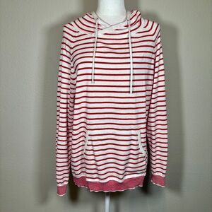 AMOUR VERT Kaitlyn Red and White Striped Cowl Neck Sweater Size Large